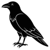 Black silhouette raven on a white backgroun vector