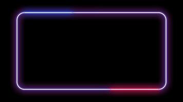 Rectangular neon line frame of red and blue color. video