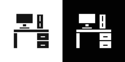 desk icon Flat fill set collection vector