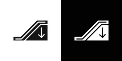 Escalator down icon Flat fill set collection vector