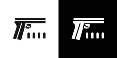 Gun with ammunition icon Flat fill set collection vector