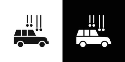 Hail on the car icon Flat fill set collection vector