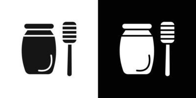 Honey jar with dipper icon Flat fill set collection vector