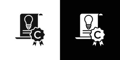 Intellectual property and copyright icon Flat fill set collection vector