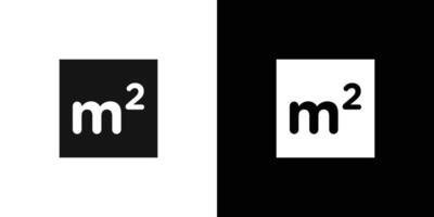 m2 area unit icon Flat fill set collection vector