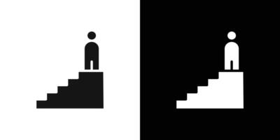 man on stairs icon Flat fill set collection vector