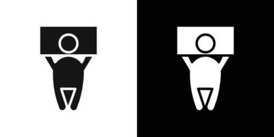 Man protests with a poster icon Flat fill set collection vector