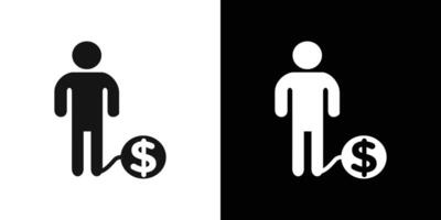 Man take money credit icon Flat fill set collection vector