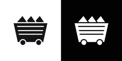 Mining Cart icon Flat fill set collection vector