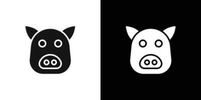 Pig face icon Flat fill set collection vector