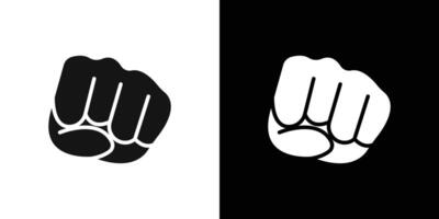 punch fist hand icon Flat fill set collection vector