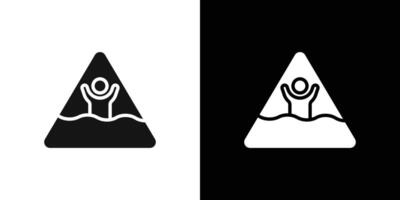 Quicksand and Mud Danger Sign icon Flat fill set collection vector
