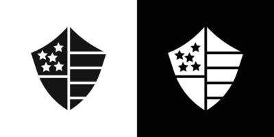 Shield USA flag icon Flat fill set collection vector
