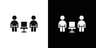 Social distancing sitting icon Flat fill set collection vector