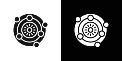 Solar System icon Flat fill set collection vector