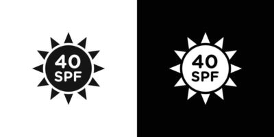 Sun protection factor 40 icon Flat fill set collection vector