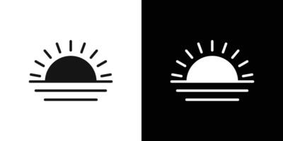 Sunrise icon Flat fill set collection vector