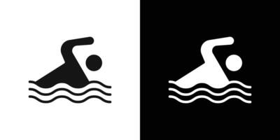 swimming icon Flat fill set collection vector