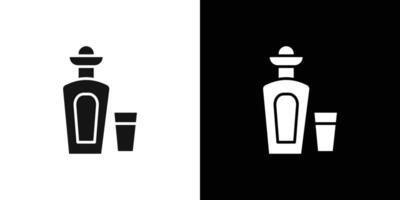 Tequila bottle and glass icon Flat fill set collection vector