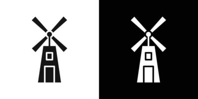 Windmill icon Flat fill set collection vector