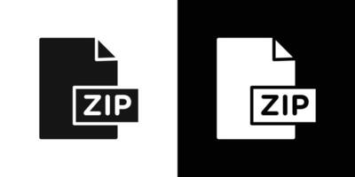 Zipped file icon Flat fill set collection vector