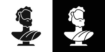 Ancient statue icon flat line symbol set. vector
