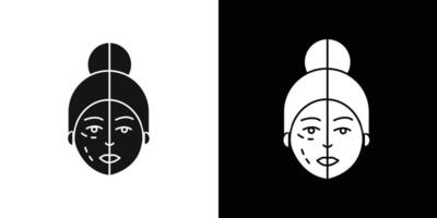 Before and after neurotoxin injection icon flat line symbol set. vector