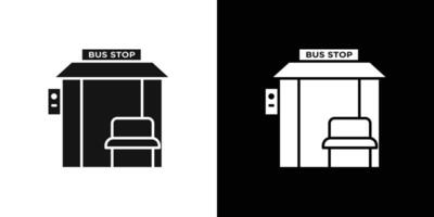 Bus stop stand icon flat line symbol set. vector