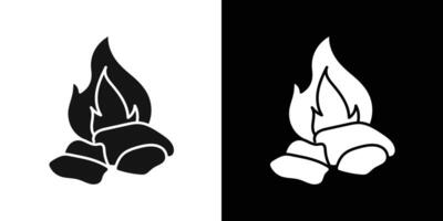 Charcoal icon flat line symbol set. vector
