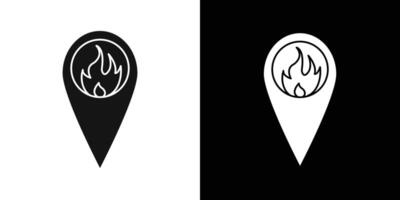 fire location icon flat line symbol set. vector