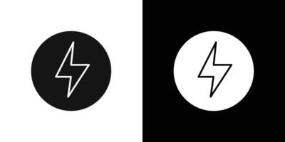 Lightning power charge icon flat line symbol set. vector