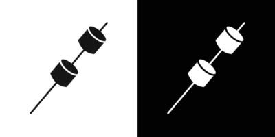 Marshmallow stick icon flat line symbol set. vector