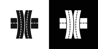 Multi level junction icon flat line symbol set. vector