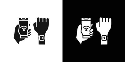 NFC bracelet connected icon flat line symbol set. vector
