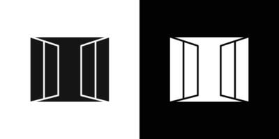 Open windows icon flat line symbol set. vector