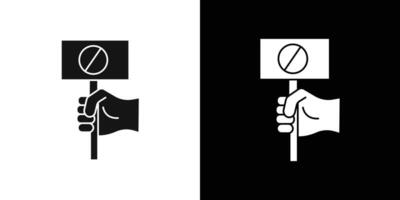 Protest banner in hand icon flat line symbol set. vector