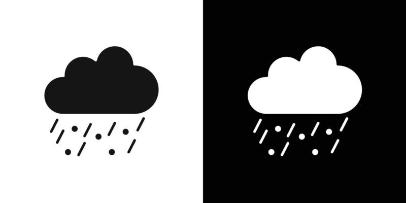 Rain icon flat line symbol set.