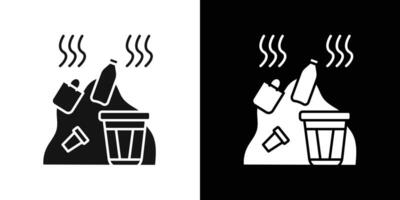 Solid waste icon flat line symbol set. vector