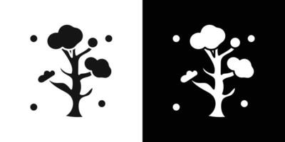 Winter tree icon flat line symbol set. vector
