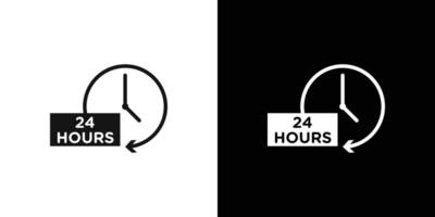 24 hours icon Flat set outline vector