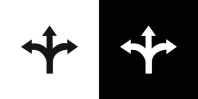 3 arrow way icon Flat set outline vector