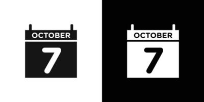 7 october date icon Flat set outline vector