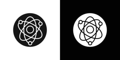 Atom scientific icon flat line symbol set. vector