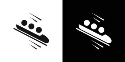 Bobsleigh icon Flat set outline vector