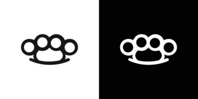 brass knuckles icon Flat set outline vector