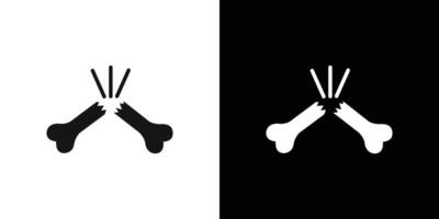Broken bone icon Flat set outline vector