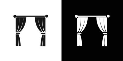 curtains icon Flat set outline vector