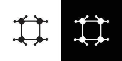 Cyclobutane molecular formula icon Flat set outline vector