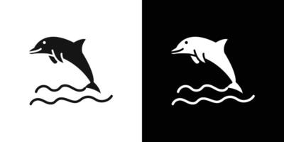 Dolphin icon flat line symbol set. vector