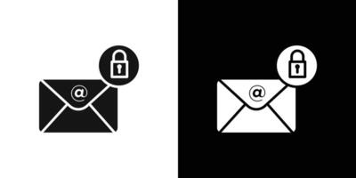 Email security key icon Flat set outline vector